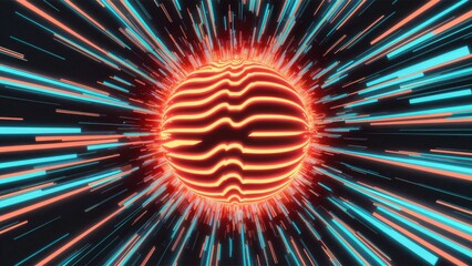 Poster - Abstract digital error background with glitch effects featuring distortion noise, static stripes, and a vibrant orange, black, and blue color palette.