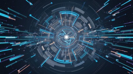 Poster - Abstract digital technology particles for a clean corporate business presentation background
