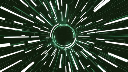 Poster - Abstract futuristic background featuring a modern pattern of lines and shapes in white and green tones.