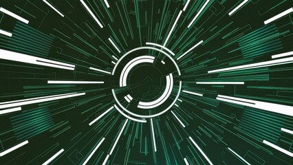 Poster - Abstract futuristic background featuring a modern pattern of lines and shapes in white and green tones.