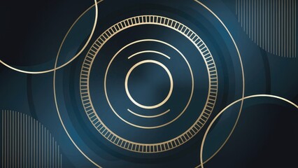 Poster - Abstract geometric background featuring dark blue and gold circular grunge elements