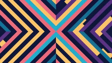 Poster - Abstract geometric background with multicolored grunge stripes