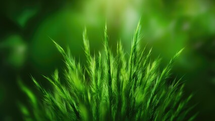Poster - Abstract green bokeh with a blurred nature effect. Soft focus green background.