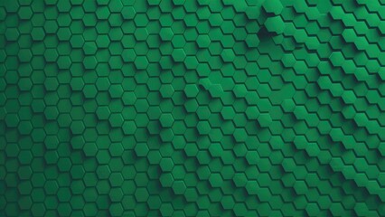 Poster -  Abstract green hexagonal pattern background.