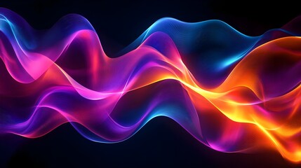 Sticker - Abstract Colorful Glowing Waves - Dynamic Digital Design