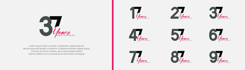 Wall Mural - anniversary logotype set. vector design black and pink color can be use for special moment