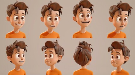 Poster - 3D Cartoon Boy Character Poses.