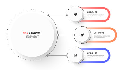 Fototapete - Business center circle infographic presentation with black thin line 3 circle option and icon