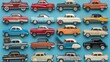 © Iswanto - Collection of Vintage Toy Cars on Blue Background.