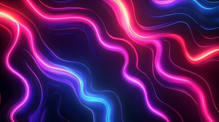 Wall Mural - Abstract Neon Glow Waves Background