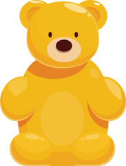 Poster - Yellow gummy bear sitting down isolated on white background