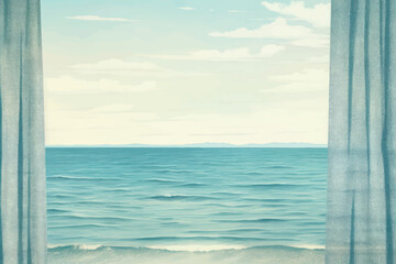 Sticker - Serene ocean view painting