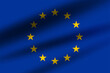 © vadish - European Union with stars official flag. Wavy flag with light and shadow