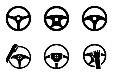 Wall Mural - Steering wheel icon set. Automobile steer wheel vector illustration on white background