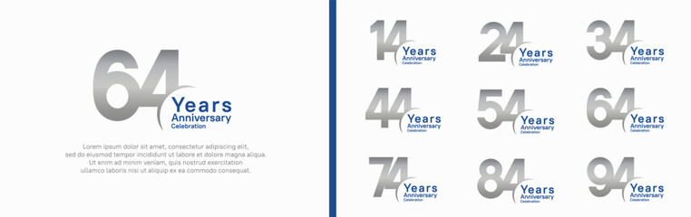 Wall Mural - anniversary logotype set. vector design silver and blue color can be use for special moment