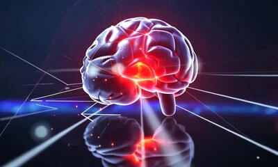 Poster - Exploring the wonders of the human brain through intricate neural connections and glowing pathways amidst a digital backdrop. Generative AI