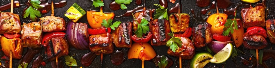 Canvas Print - Grilled vegetables and meat cooked in a spicy, flavorful broth.