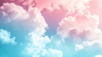 Wall Mural - Soft Pastel Sky with Fluffy Clouds.