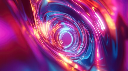 Poster - Vibrant and colorful concept for light speed hyperspace and space warp travel depicted in a 3D cartoon rendering of a wormhole tunnel loop