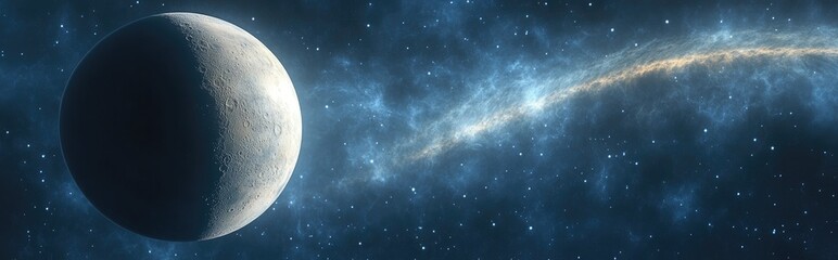 Aufkleber - Crescent moon and Jupiter depicted in 3D cartoon rendering