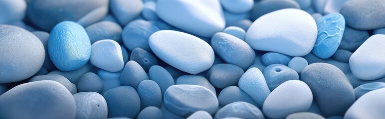 Aufkleber - Blue and white surface filled with pebbles in 3D cartoon rendering
