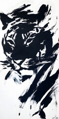 Wall Mural - head of a tiger, water ink