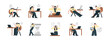 © spacepixel - Overwork flat illustration set. Include of tired, office, business, work, stress, and deadline. Vector illustration isolated transparent background
