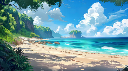 Poster - summer beach with beautiful view