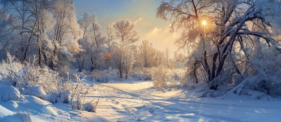 Wall Mural - Winter Sunny Landscape