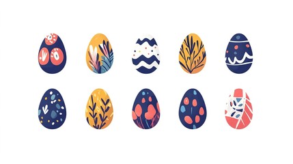 Colorful Easter Eggs in Various Designs and Patterns, Perfectly Arranged on a Soft Background, Celebrating the Festive Spirit of Easter with Vibrant Hues and Creative Details