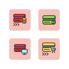 Poster - Credit card transactions icon set. Cashback, online shopping, online payment. Banking concept. Vector illustration can be used for topics like paying by card, finance, money