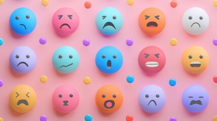 Poster - Colorful Emojis on a Pink Background.