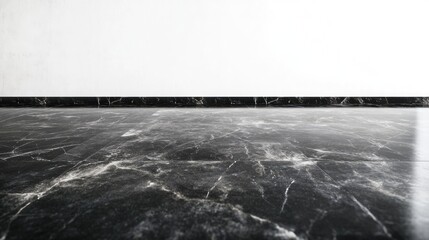 Poster - 3D rendering of a black marble floor against a white background