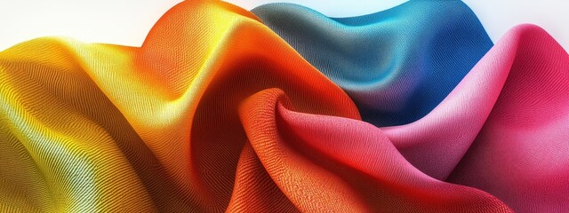 Poster - 3D rendering of colorful fabric samples on a white background