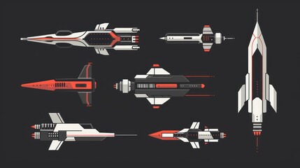 Wall Mural - Futuristic Spaceship Fleet.