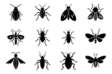 Poster - Set of insect icons silhouette vector illustration