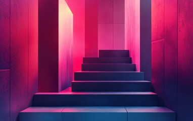 Poster - 3D rendering of abstract geometric elements with a regular background