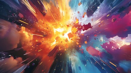 Poster - Abstract Explosion of Colors and Light Streaks