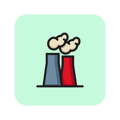 Poster - Air pollution line icon. Plant, chimney, smoke. Air pollution concept. Can be used for topics like ecology, environment, atmosphere