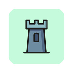 Poster - Castle tower line icon. Building, landmark, fortress. Medieval concept. Can be used for topics like sightseeing, tourism, architecture, game