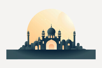 Sunset mosque silhouette illustration