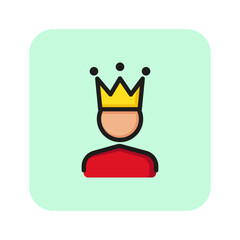 Poster - King line icon. Character in crown, leader, boss. Medieval concept. Can be used for topics like leadership, ambition, pride