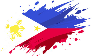 Philippines flag painted with Grunge brush stroke, watercolor flag