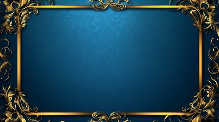 Poster - gold frame on blue background