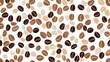 © mashimara - Seamless pattern of various coffee beans in shades of brown and beige isolated on white. Perfect for coffee-themed designs and backgrounds.