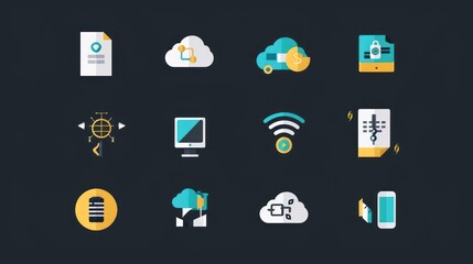 Flat Design Technology Icons.