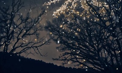 Poster - A magical twilight glow transforms the forest landscape with twinkling lights and gentle shadows in a serene woodland setting. Generative AI