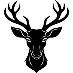 Canvas Print - Deer head silhouette black and white side view vector illustration