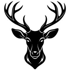 Wall Mural - Deer head silhouette black and white side view vector illustration