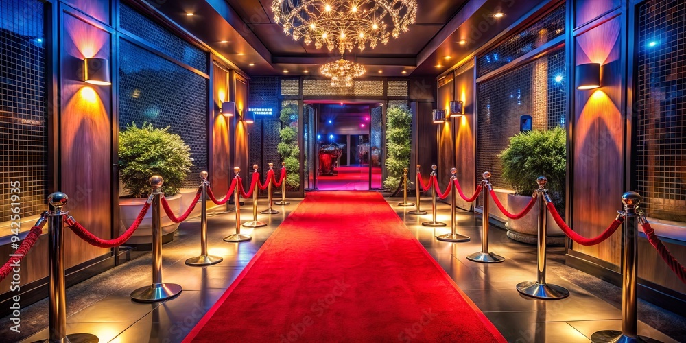 Curated visual reference: Visual Reference: Luxurious Nightclub Entrance In Los Angeles Nightlife With Vip
